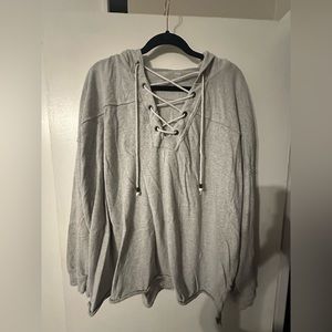 Aerie | Lace Up Gray Hoodie Size L